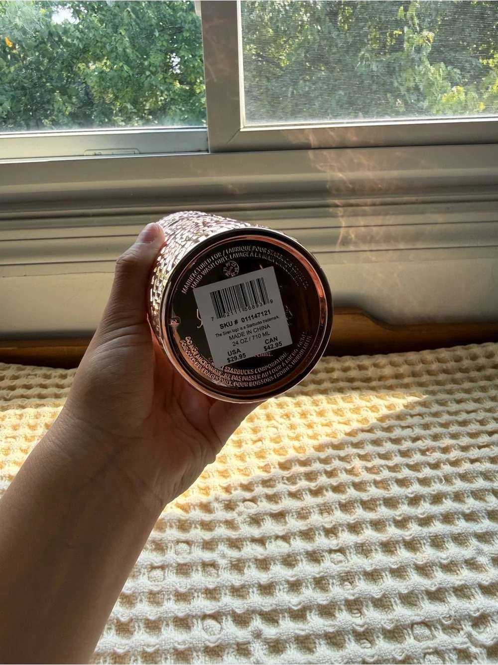 Starbucks 24oz Rose Gold Textured Diamond Tumbler